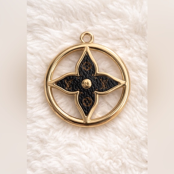 Upcycled Jewelry - LV Gold and Brown Designer Pendant